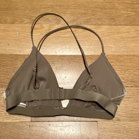 H&M Olive Green Velvet Triangle Bikini Top - Picture 2 of 4
